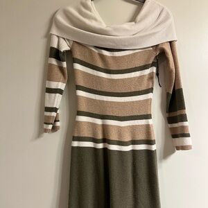 NAADAM Soft Cream and Tan Sweater Dress